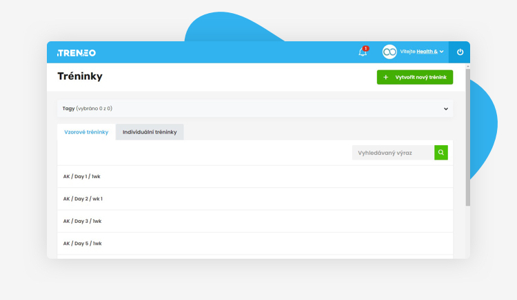 iTRENEO - Ukázka ze seznamu tréninků