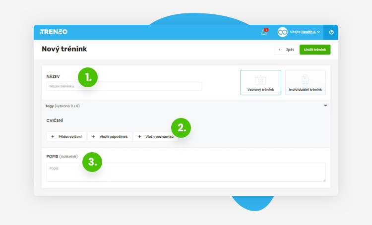 trenérský účet - ukázka z tvorby nového tréninku