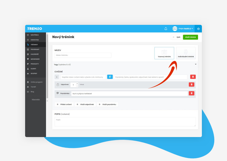 iTRENEO - jak vytvořit nový trénink