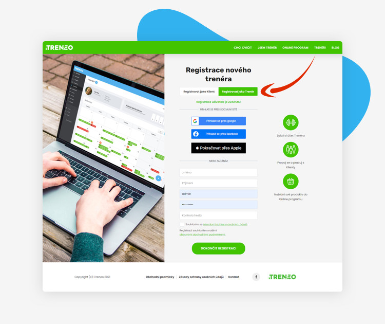 iTRENEO přináší novinky v registraci pro trenéry i uživatele